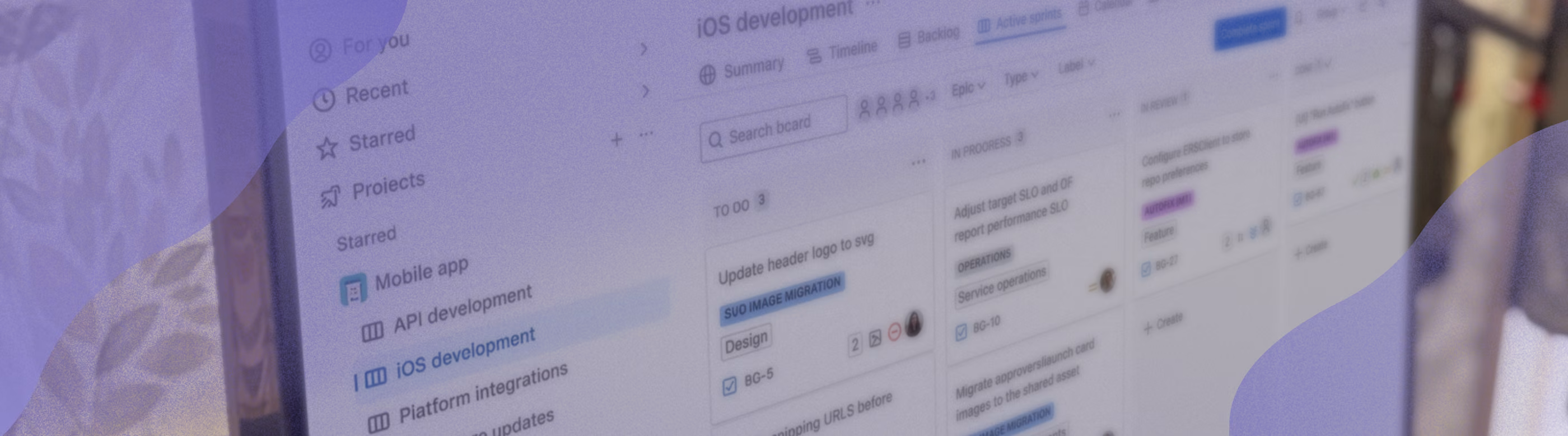 Monitor screen showing Jira environment