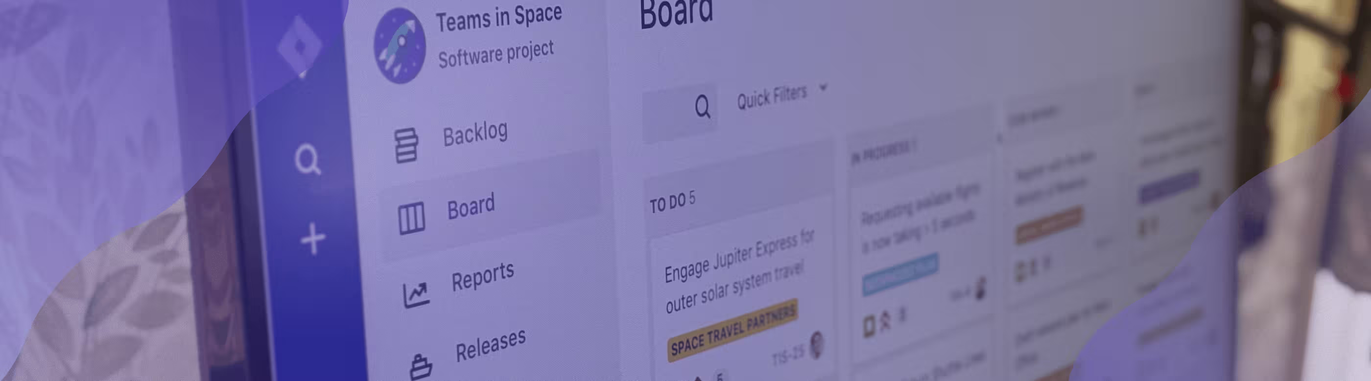 A monitor screen showing Jira environment